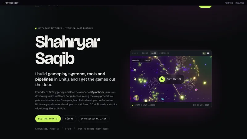 Shahryar Saqib's portfolio home page