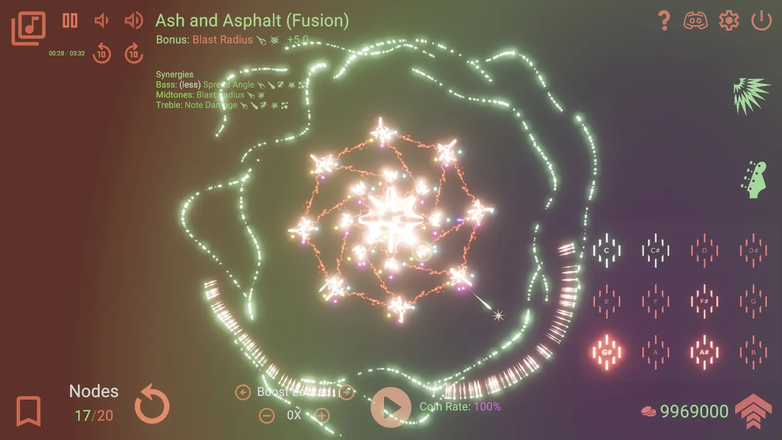 Symphorix: configuring the Core, a ring of sixteen weapon nodes